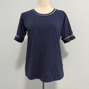 JOHNNY WAS CROCHET CREW NECK TEE SIZE S